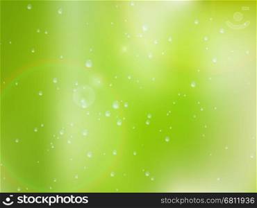 Natural water drops on glass with green background. plus EPS10 vector file