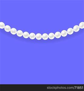 Natural White Pearl Necklace. Natural White Pearl Necklace on Blue Background