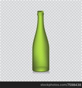 Naturalistic Empty champagne bottle without green labels. Vector illustration. EPS10. Naturalistic Empty champagne bottle without green labels. Vector illustration