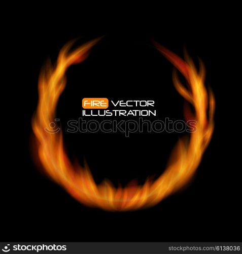 Naturalistic Fire Frame on Dark Background. Vector Illustration. EPS10. Naturalistic Fire Frame on Dark Background. Vector Illustration