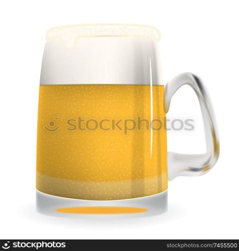 Naturalistic large glass of freshly coldly flavored and tasty light foamy beer. Isolated on White Background Vector Illustration. EPS10. Naturalistic large glass of freshly coldly flavored and tasty light foamy beer. Isolated on White Background Vector Illustration.