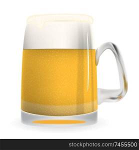 Naturalistic large glass of freshly coldly flavored and tasty light foamy beer. Isolated on White Background Vector Illustration. EPS10. Naturalistic large glass of freshly coldly flavored and tasty light foamy beer. Isolated on White Background Vector Illustration.