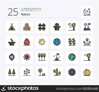 Nature 25 Line Filled icon pack including business. nature. flower. arbor. cactus