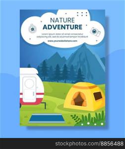 Nature Adventure or Vacation Poster Flat Cartoon Hand Drawn Templates Illustration