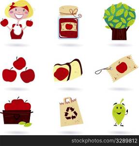 Nature and autumn: apple icons set ( green & red )