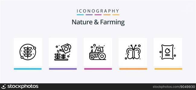 Nature And Farming Line 5 Icon Pack Including farm. give. farming. garden. agriculture. Creative Icons Design