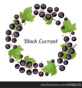 Nature background design with stylized fresh black currants.