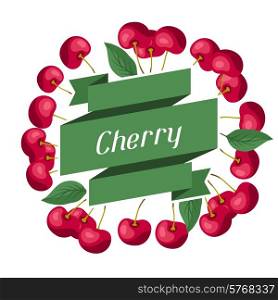 Nature background design with stylized fresh cherries.