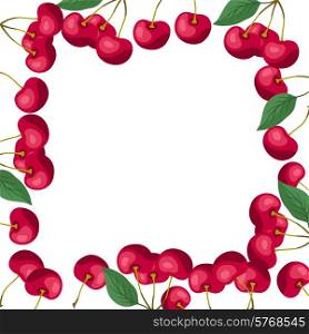Nature background design with stylized fresh cherries.