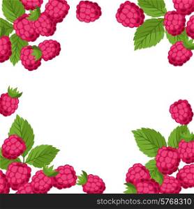 Nature background design with stylized fresh raspberries.