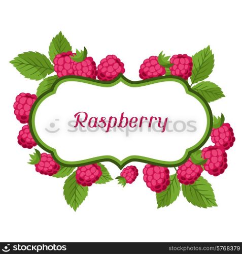 Nature background design with stylized fresh raspberries.