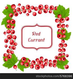 Nature background design with stylized fresh red currants.