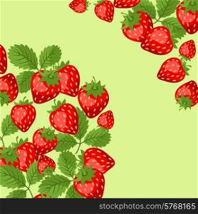 Nature background design with stylized fresh strawberries.