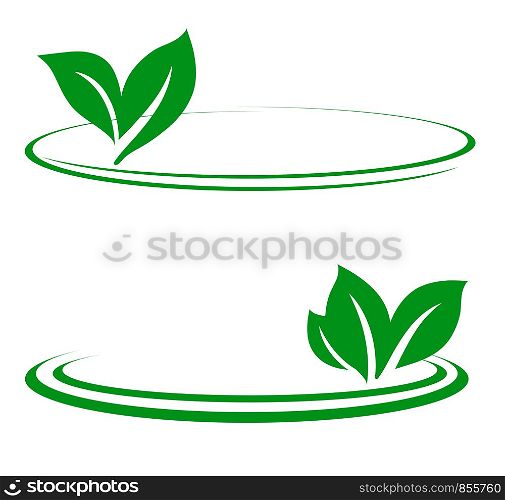 nature background, poster, banner with green leaf and line, stock vector illustration