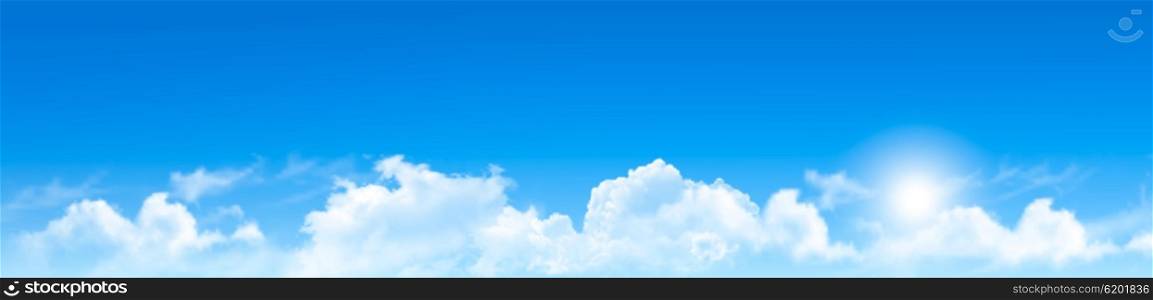Nature background with blue sky and clouds. Vector.