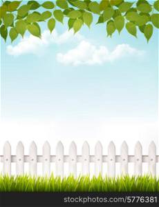 Nature background with green_leaves and white french. Vector.