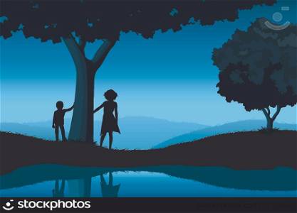 Nature Background with Silhouettes