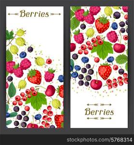 Nature banners design with stylized fresh berries.