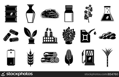 Nature bio fuel icons set. Simple set of nature bio fuel vector icons for web design on white background. Nature bio fuel icons set, simple style