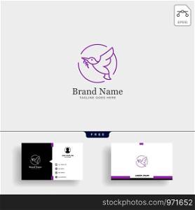 Nature Bird Line art or outline logo template vector isolated and business card design template. Nature Bird Line art or outline logo template and business card