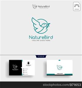 Nature Bird Line art or outline logo template vector isolated and business card design template. Nature Bird Line art or outline logo template and business card