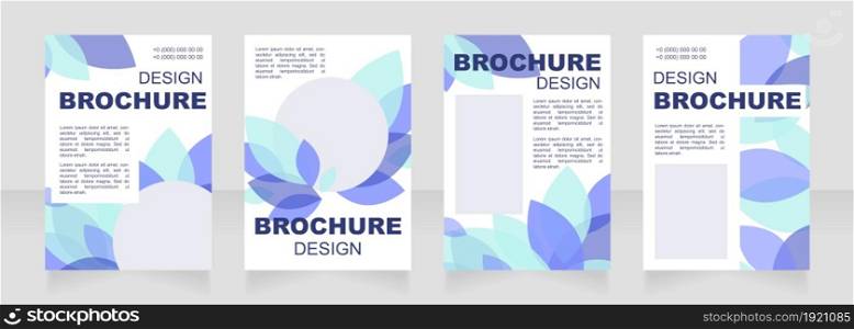 Nature blue blank brochure layout design. Leaves decor. Vertical poster template set with empty copy space for text. Premade corporate reports collection. Editable flyer paper pages. Nature blue blank brochure layout design