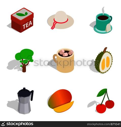 Nature business icons set. Isometric set of 9 nature business vector icons for web isolated on white background. Nature business icons set, isometric style