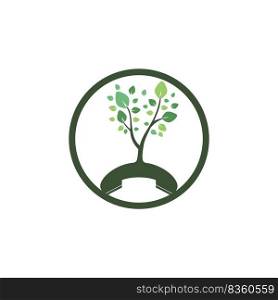 Nature call vector logo design. Handset tree icon design template.	