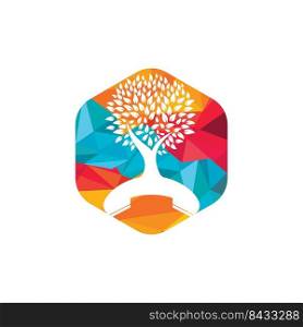 Nature call vector logo design. Handset tree icon design template. 