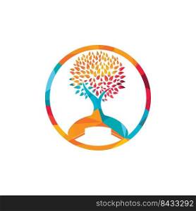 Nature call vector logo design. Handset tree icon design template. 