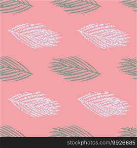Nature december seamless pattern with light and green fir branches. Pink background. Decorative backdrop for fabric design, textile print, wrapping, cover. Vector illustration.. Nature december seamless pattern with light and green fir branches. Pink background.