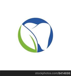 Nature Dental logo template design. Tooth and leaf icon logo. 