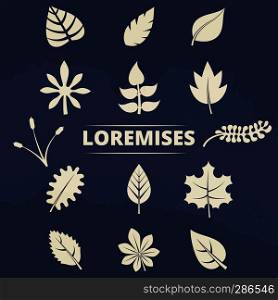 Nature elements collection - leaves and grass silhouettes set. Vector illustration. Nature elements collection - leaves and grass silhouettes set