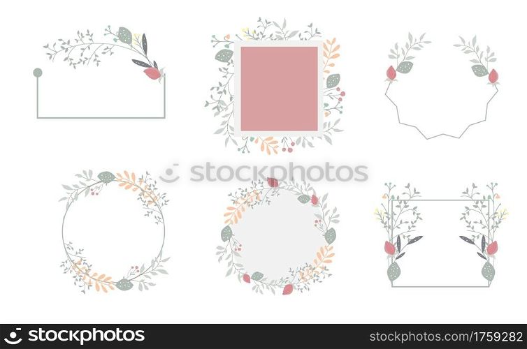 Nature frame collection with leaf and flower.vector illustration for banner and product