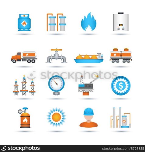 Nature gas fuel and energy industry icons set isolated vector illustration