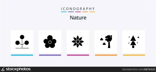 Nature Glyph 5 Icon Pack Including nature. nature. amaryllis. cloud. nature. Creative Icons Design