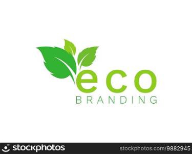 Nature green eco organic leaf logo flat design style vector isolated on white background.