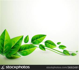 Nature green leaves | Vector flying leaves abstract background