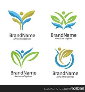 nature health fit logo vector concept,Healthcare vector logo concept illustration