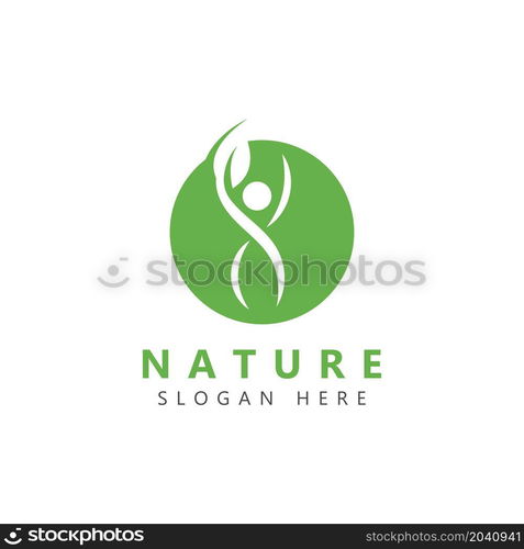 Nature Herbal Medicine Healthy People Wellness Vector Logo Design Template