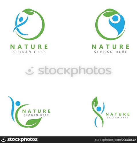 Nature Herbal Medicine Healthy People Wellness Vector Logo Design Template