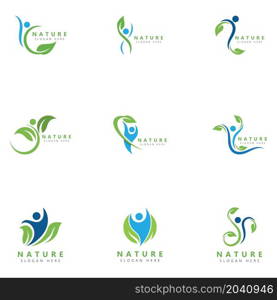 Nature Herbal Medicine Healthy People Wellness Vector Logo Design Template