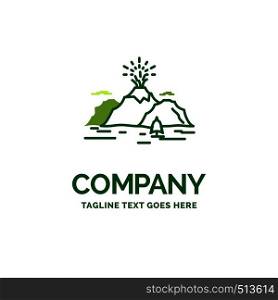 Nature, hill, landscape, mountain, blast Flat Business Logo template. Creative Green Brand Name Design.