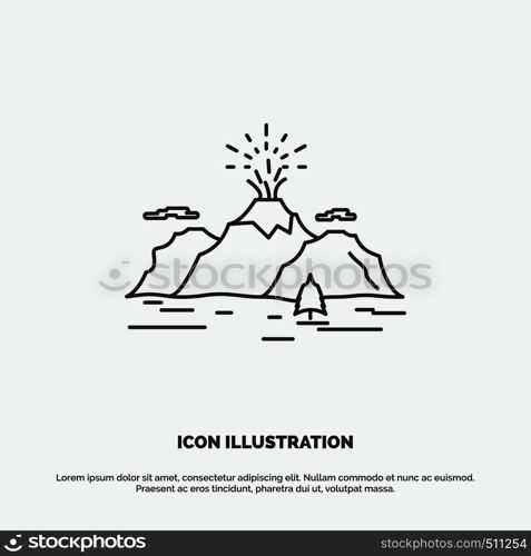 Nature, hill, landscape, mountain, blast Icon. Line vector gray symbol for UI and UX, website or mobile application. Vector EPS10 Abstract Template background