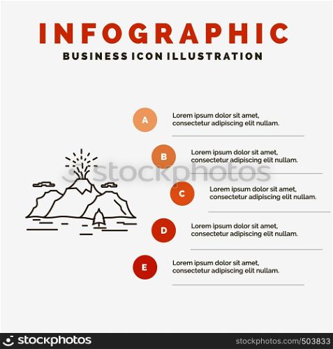 Nature, hill, landscape, mountain, blast Infographics Template for Website and Presentation. Line Gray icon with Orange infographic style vector illustration. Vector EPS10 Abstract Template background