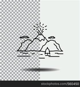 Nature, hill, landscape, mountain, blast Line Icon on Transparent Background. Black Icon Vector Illustration. Vector EPS10 Abstract Template background