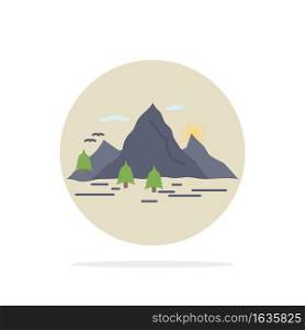 Nature, hill, landscape, mountain, scene Flat Color Icon Vector