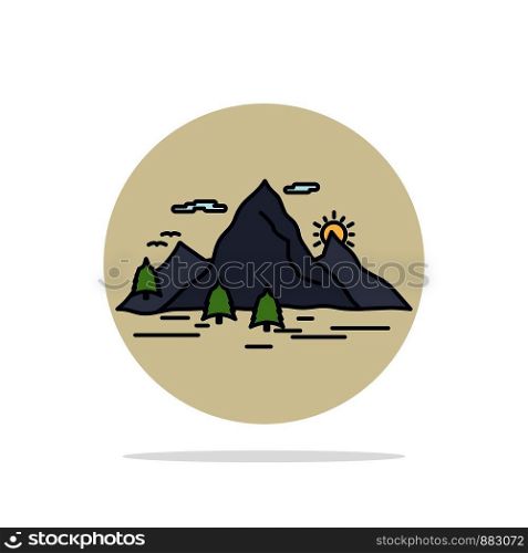 Nature, hill, landscape, mountain, scene Flat Color Icon Vector