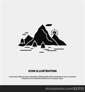 Nature, hill, landscape, mountain, scene Icon. glyph vector gray symbol for UI and UX, website or mobile application. Vector EPS10 Abstract Template background