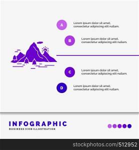 Nature, hill, landscape, mountain, scene Infographics Template for Website and Presentation. GLyph Purple icon infographic style vector illustration.. Vector EPS10 Abstract Template background